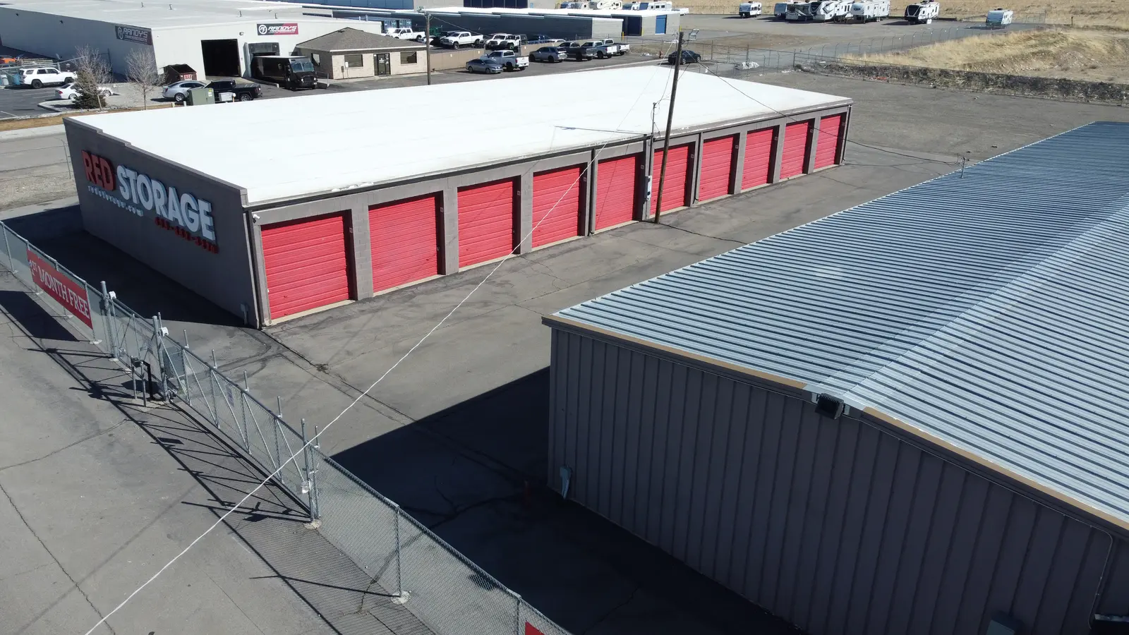 Aerial of the Red Storage self-storage facility in Tooele, Utah