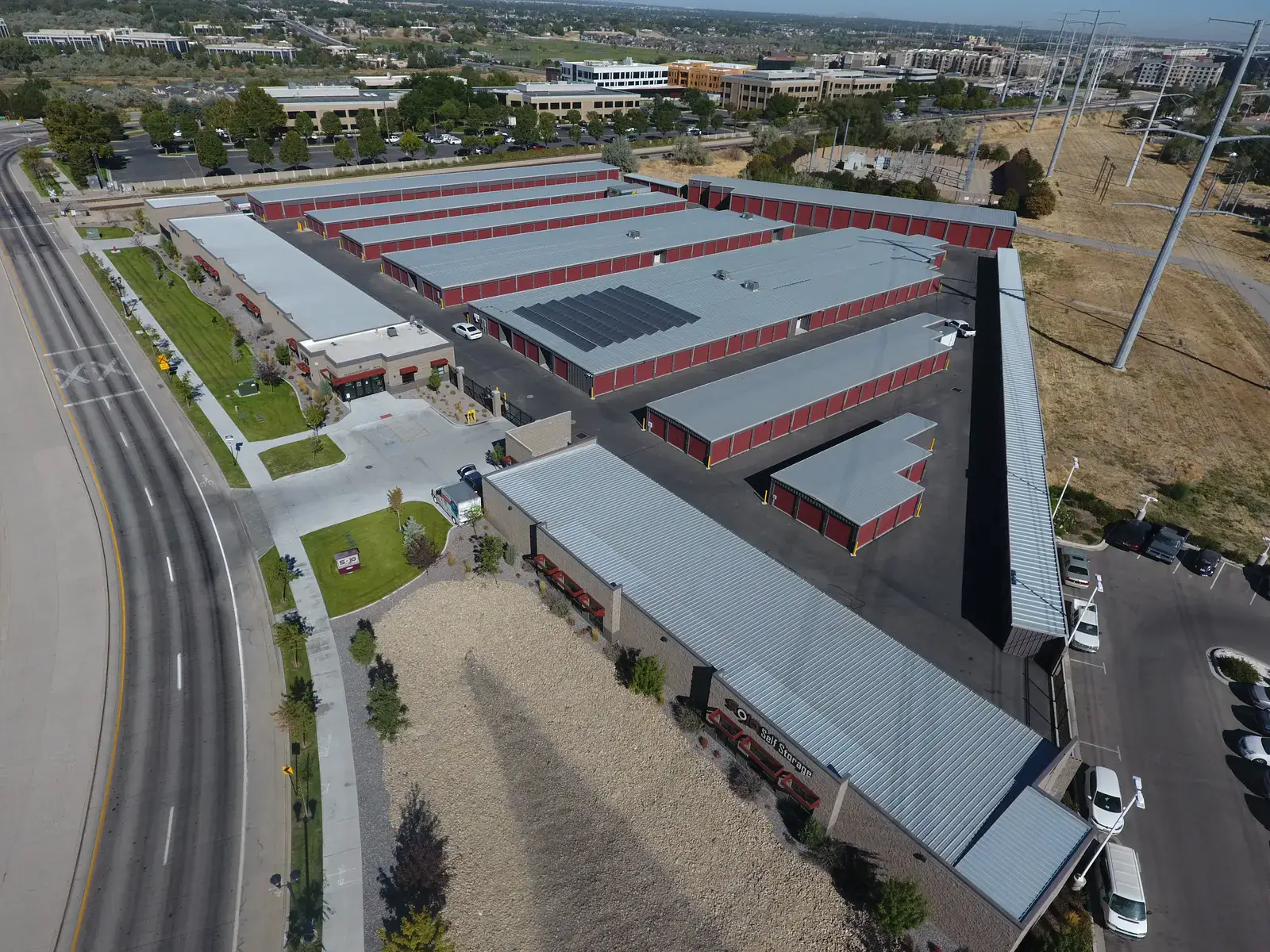 Aerial view of SoJo Self Storage, South Jordan, Utah
