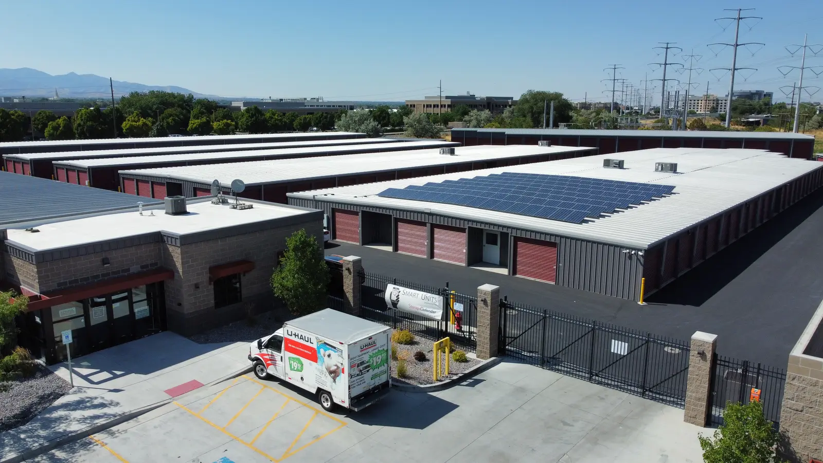 SoJo Self Storage office and orange-door buildings, South Jordan Utah metal building