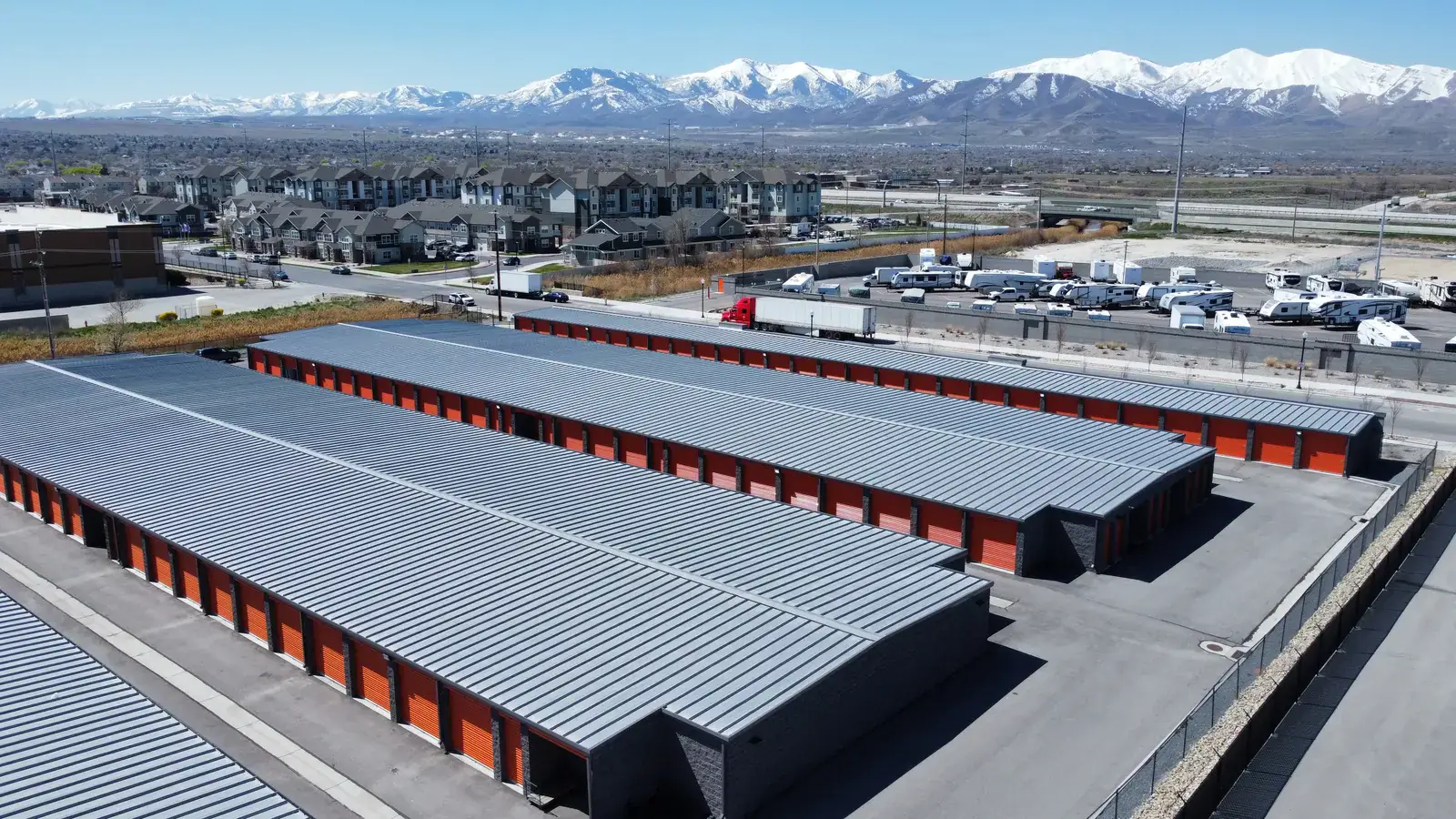 The Storage Spot self-storage rows with snowcapped peaks, West Valley City, Utah
