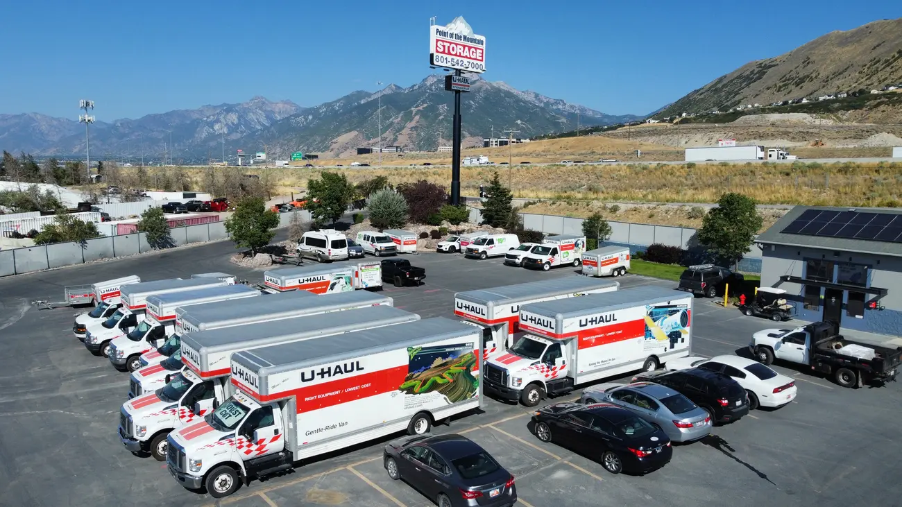 Class A motorhomes and RVs in a Wasatch-built boat and RV storage lot